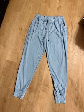 Light Blue Woman’s Jogger Pants - Casual Drawstring Tapered Fit